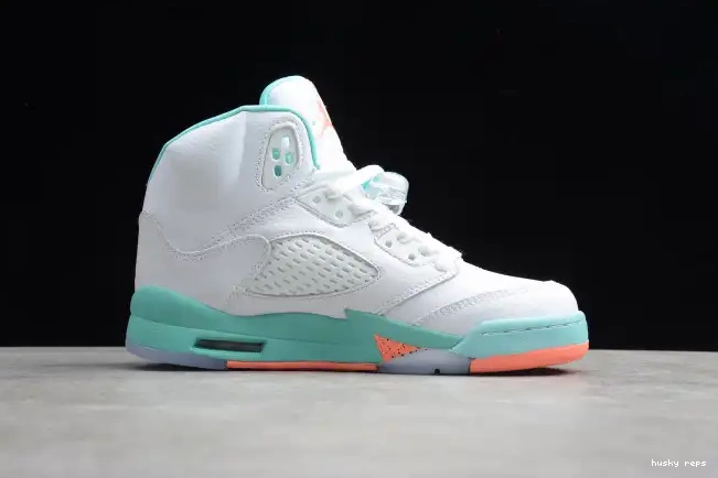 Rep Husky 440892-100 Aqua Jordan 5 Light Air GS 0523